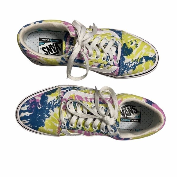 Unisex Vans Comfycush Old Skool Tie Dye Colorful Sneakers- size 10 - Picture 2 of 13